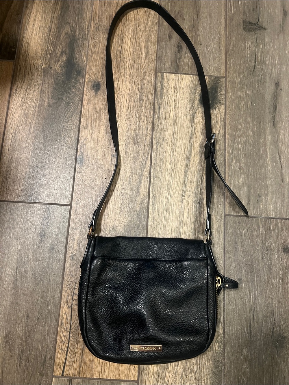Vince Camuto Genuine Leather black Crossbody Bag with Adjustable Strap